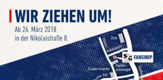 Der SG Fanshop zieht um – Ab 26. März in der Nikolaistraße