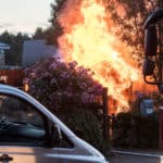 Harrislee – Großes Gartenhaus in Vollbrand
