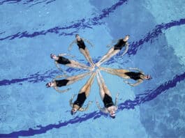 TSB Synchronschwimmerinnen im Wasser